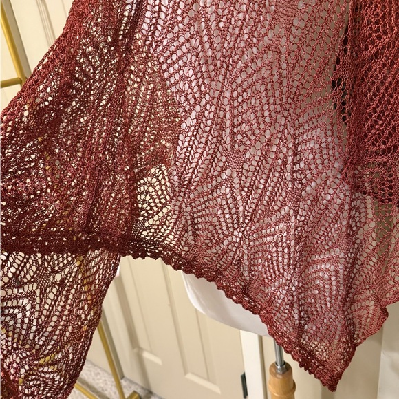 Coldwater Creek burnt orange Knit Shawl - Picture 4 of 6
